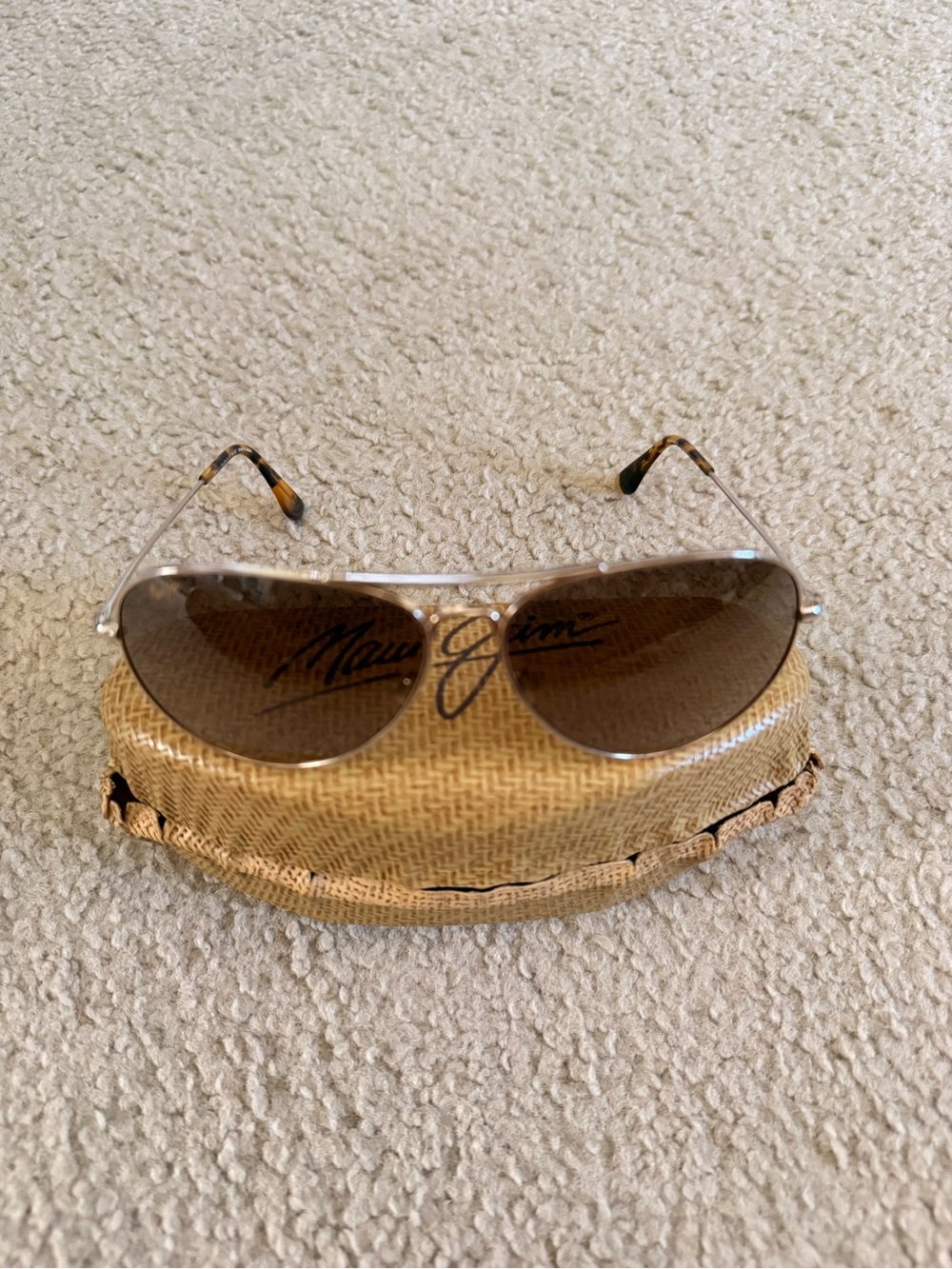 Maui Jim Gold Aviator Sunglasses with Brown Lenses - Picture 2 of 5
